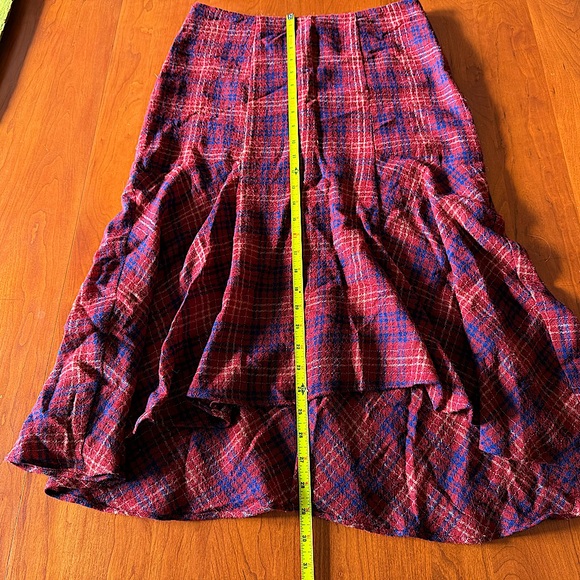 Anthropologie | Maeve red/navy plaid wool flared skirt 6 - Picture 13 of 13